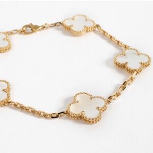 Four leaf clover Gold and Mother of Pearl Clover Bracelet